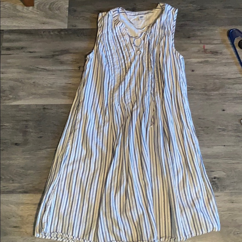 Gray and white striped dress